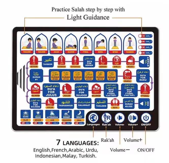 Islamic Tablet AL-Quran Belajar Solat Kit Salah Pray Pad for Muslim Kids