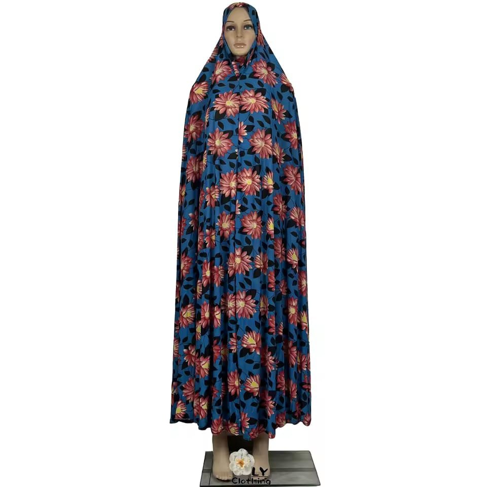 New Dubai Islamic Robe Ramadan Womens  Blue Hooded Abaya