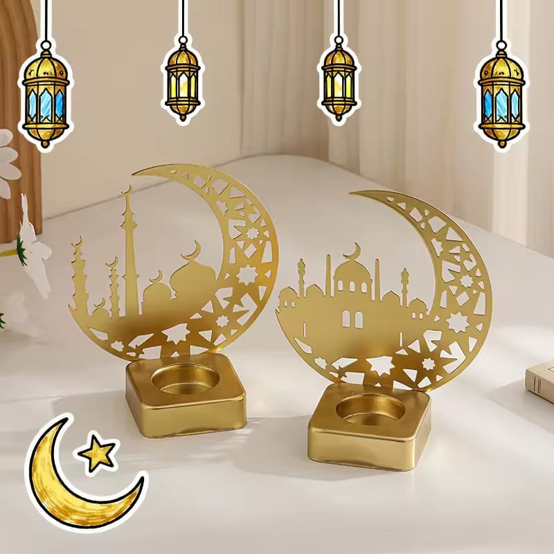 Ramadan Candlestick Home Decor Eid Mubarak Candle Holder Table Ornament
